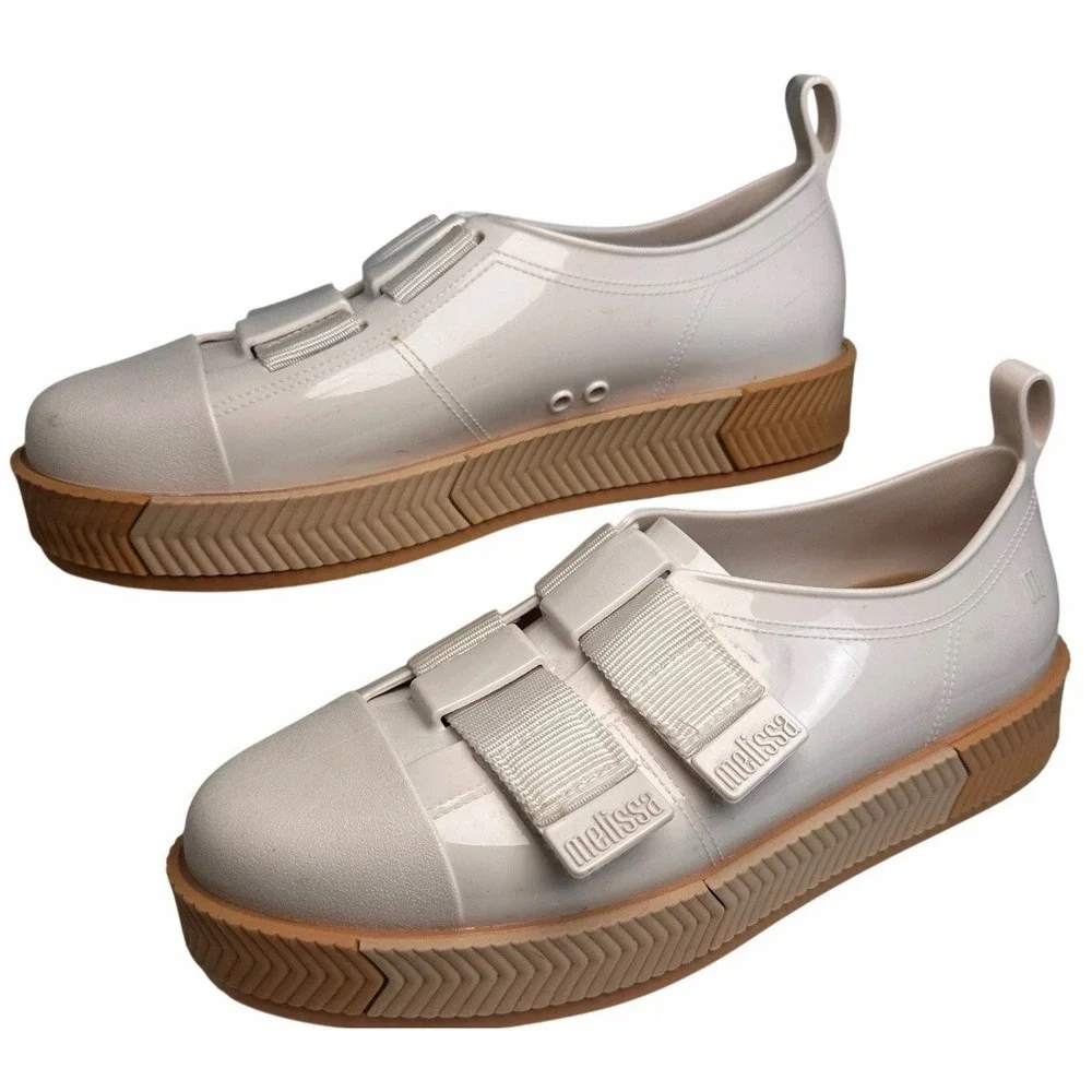 Melissa Kick Off White Jelly Platform Sneakers Double‎ Strap PVC Shoes 8
